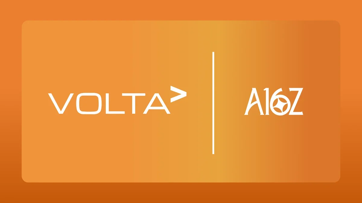 Volta logo with funding announcement details.