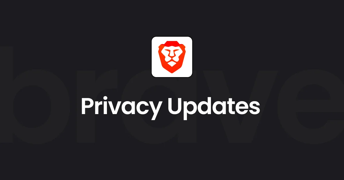Brave browser logo with a shield icon and abstract graphics elements.
