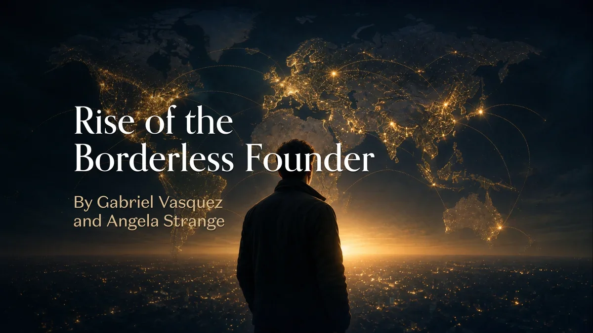 Graphic illustrating global connections and network building for founders