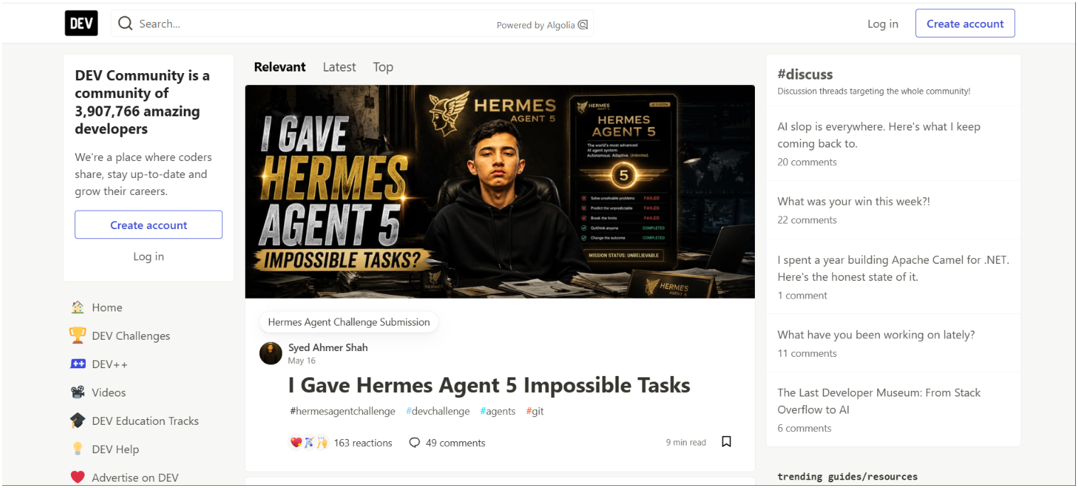 DEV Community homepage