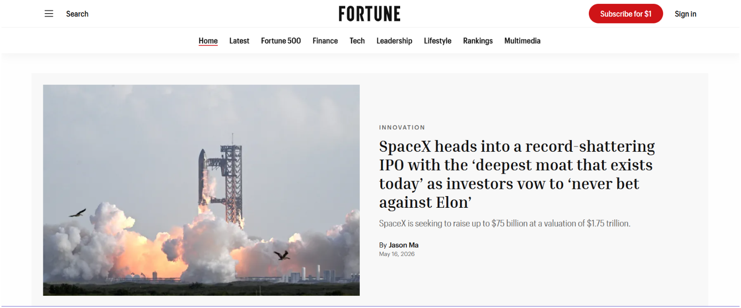 Fortune homepage