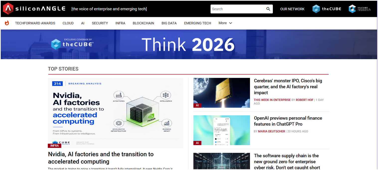 SiliconANGLE homepage