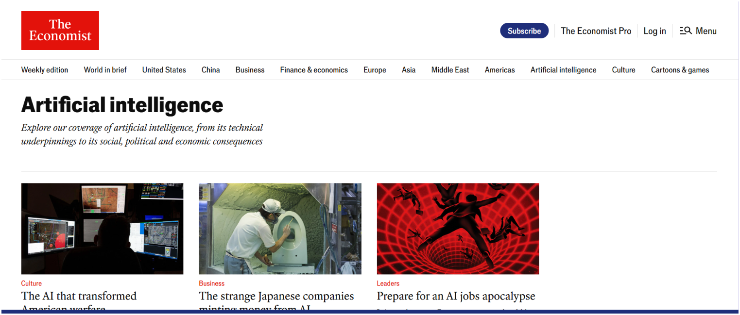 The Economist homepage