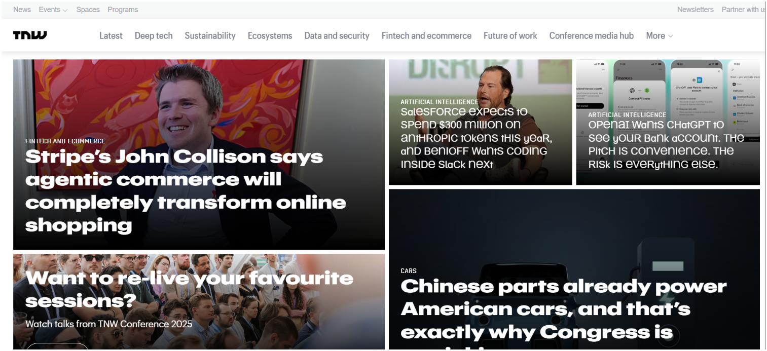The Next Web homepage