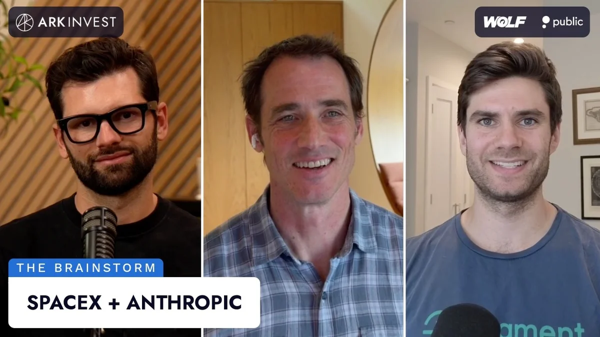 Three people on a video call discussing AI and SpaceX partnership.