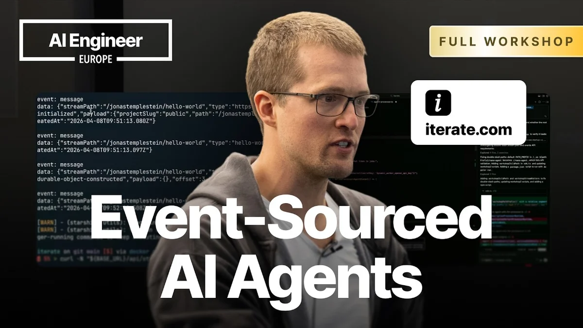Jonas Templestein presenting on event-sourced agent harnesses.