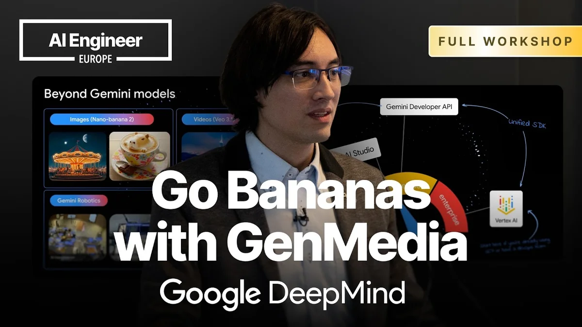 Guillaume Vernade speaking about generative media at a GenMedia event.