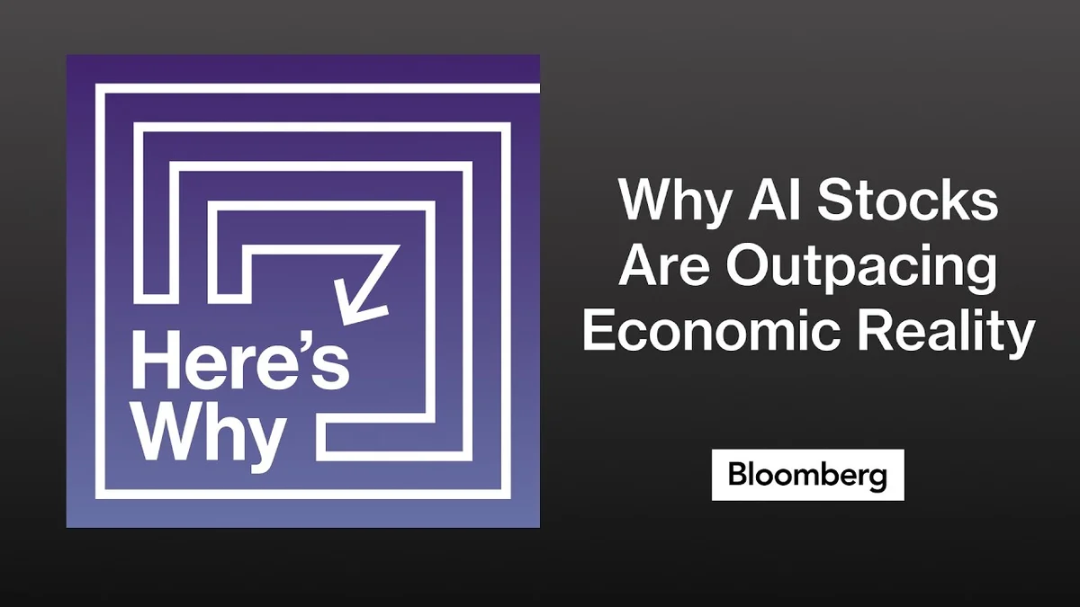 Bloomberg Here's Why podcast logo with a dark background and waveform audio visualization