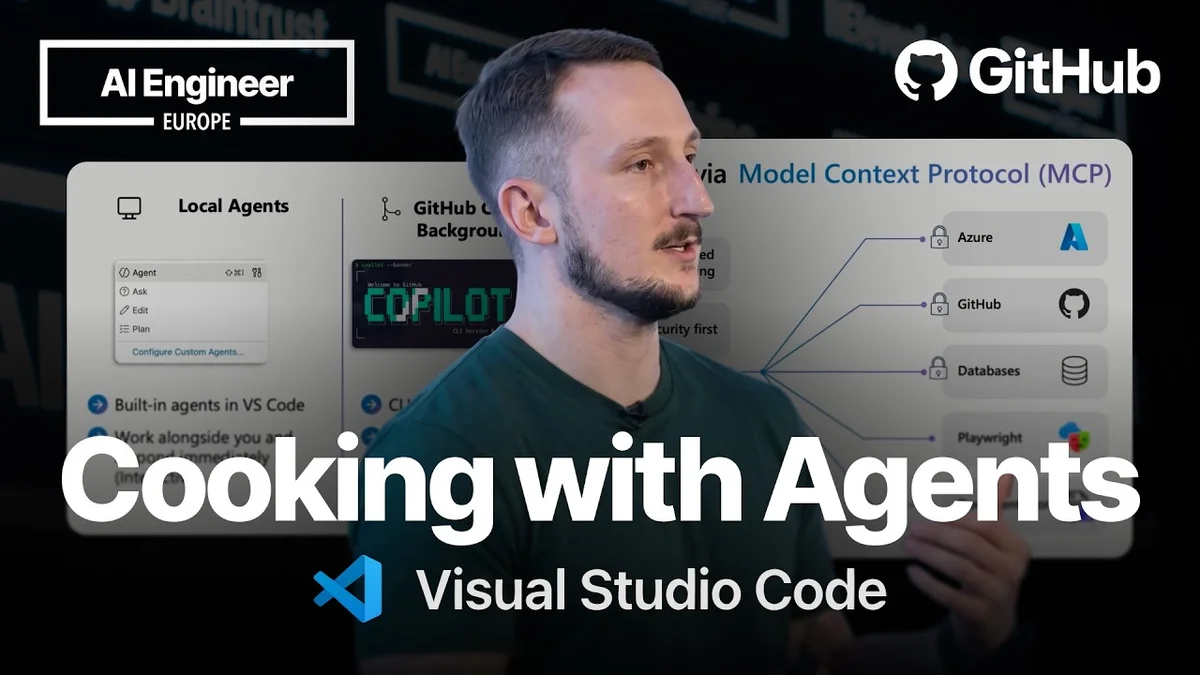 Liam Hampton presenting on AI Agents in VS Code