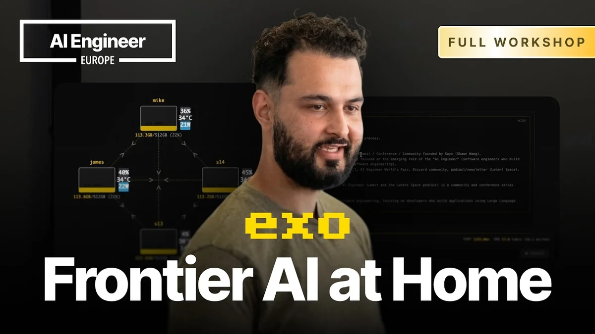 Alex Cheema speaking at an event about Frontier AI at Home