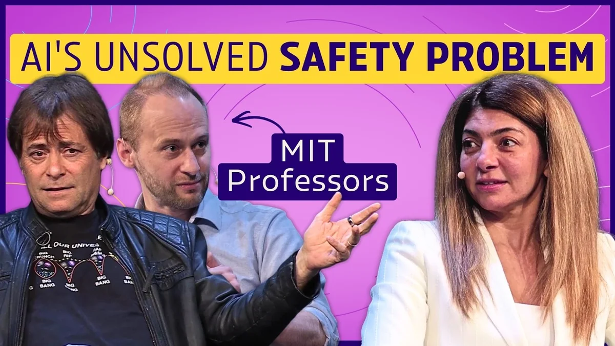 Max Tegmark and Kevin Esvelt discussing AI safety with host Rana el Kaliouby.