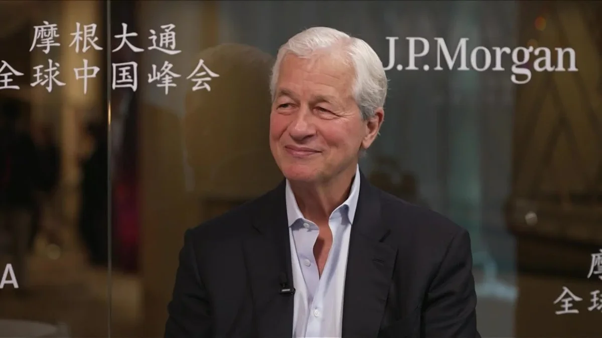 Jamie Dimon, CEO of JPMorgan Chase, speaking at an event.