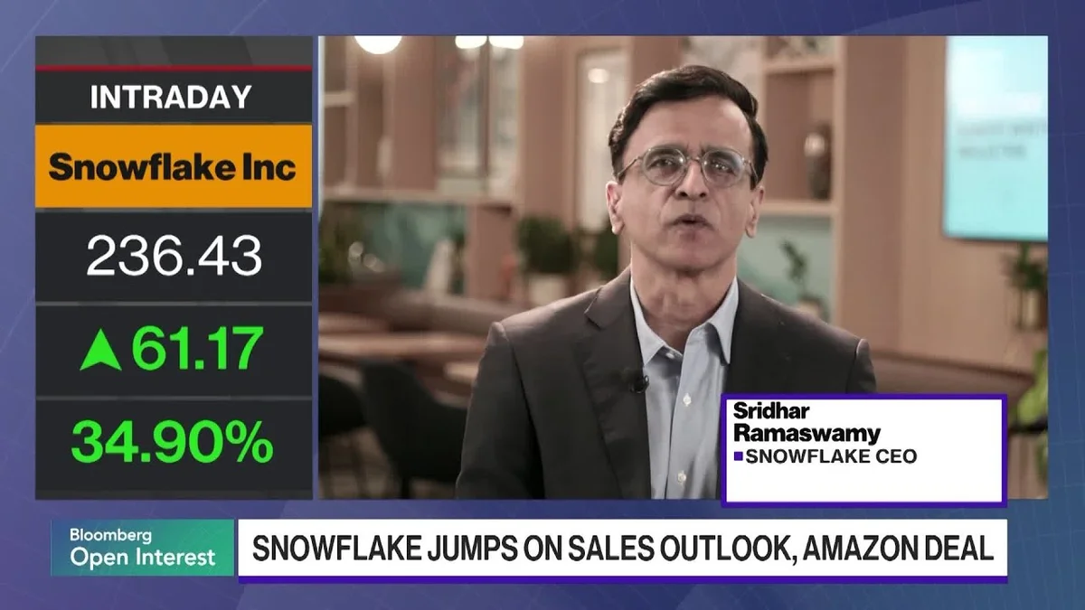 Snowflake CEO Sridhar Ramaswamy speaking in an interview.