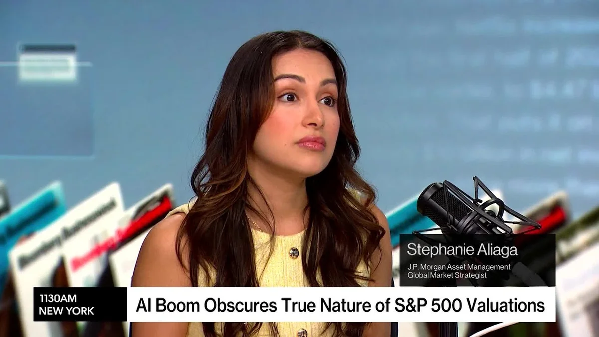 Stephanie Aliaga speaking on a Bloomberg panel about AI.