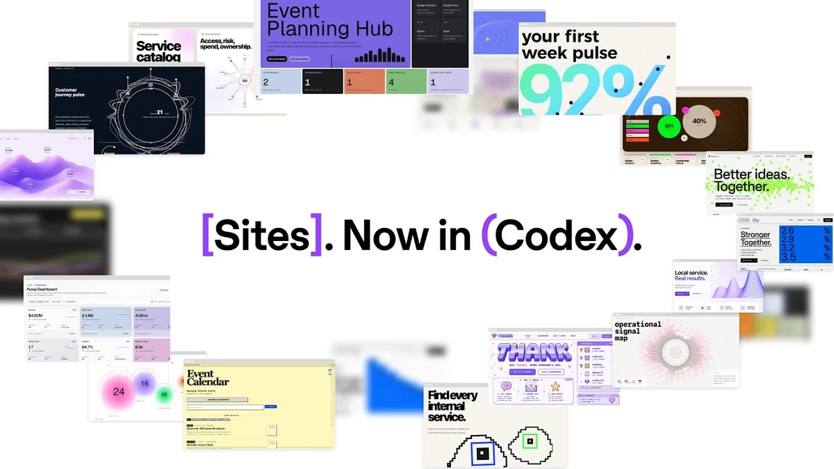 Collage of various web application UIs built with Codex.