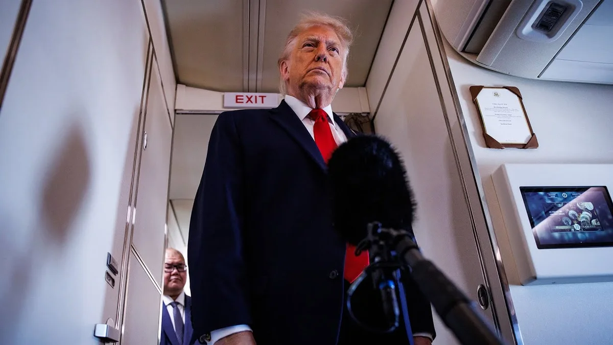 Donald Trump speaking with Annmarie Hordern on Air Force One.