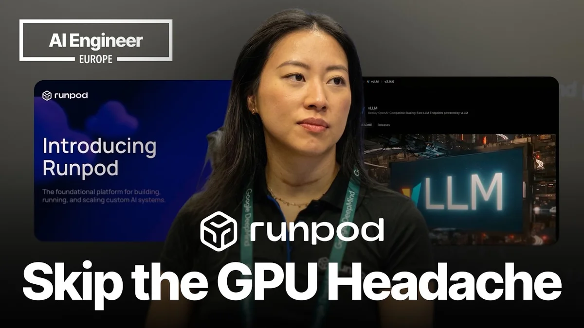 Audry Hsu presenting RunPod's platform for LLM endpoint deployment.