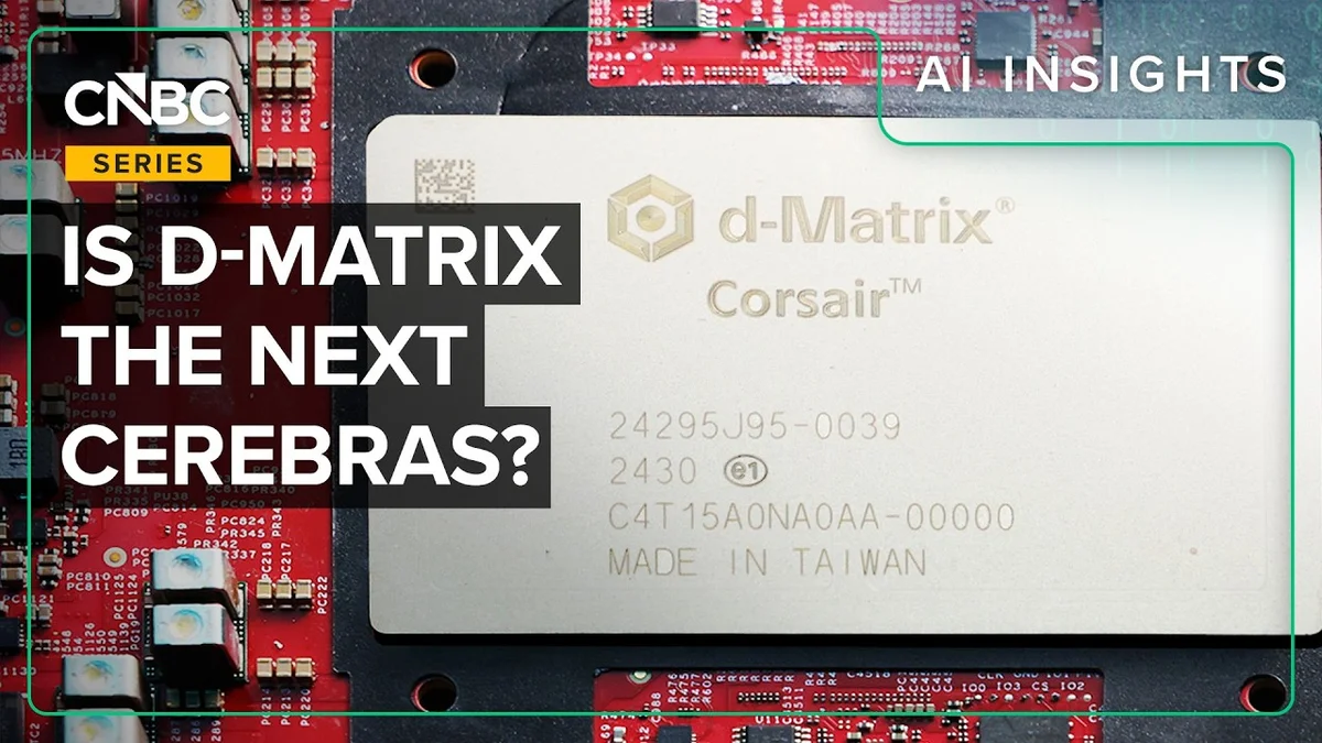 Close-up of the D-Matrix Corsair AI chip on a circuit board.