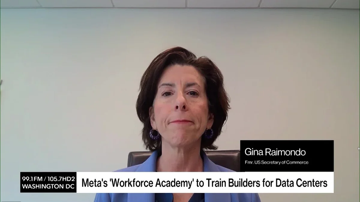 U.S. Secretary of Commerce Gina Raimondo speaking during a virtual interview.