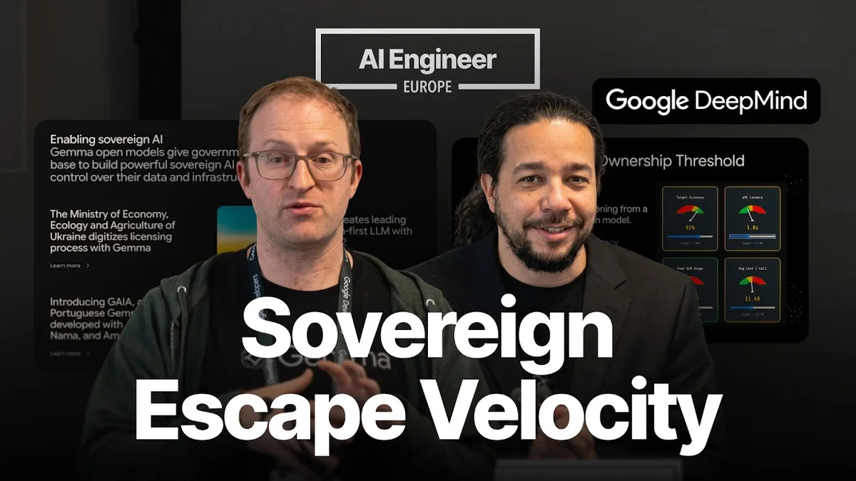 Gus Martins and Ian Ballantyne of Google DeepMind presenting on open models and AI ownership.