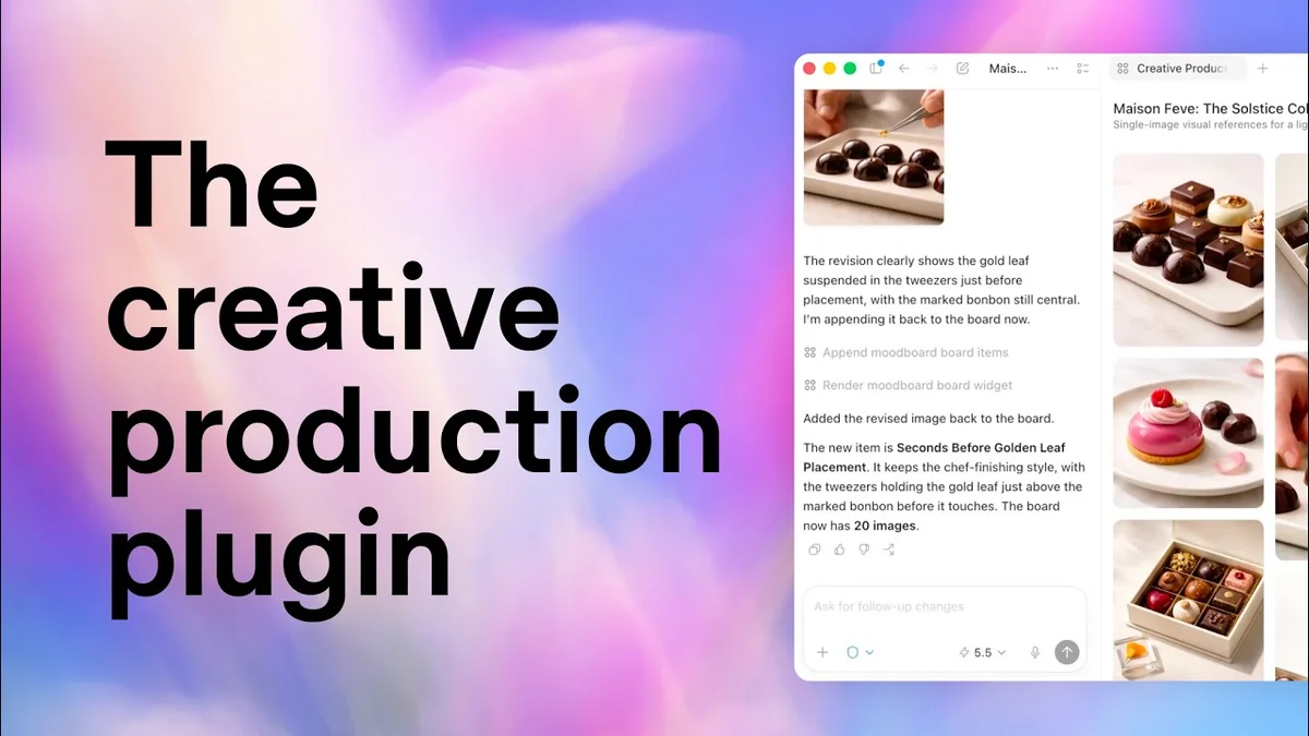 Screenshot of AI generating marketing campaign visuals for chocolates.