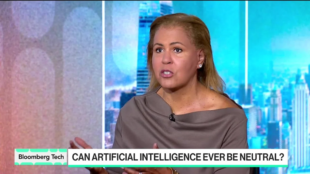 Safiya Umoja Noble, UCLA Professor, speaking on Bloomberg Tech about AI safety.
