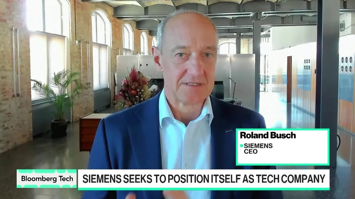 Siemens CEO Roland Busch speaking in an interview.