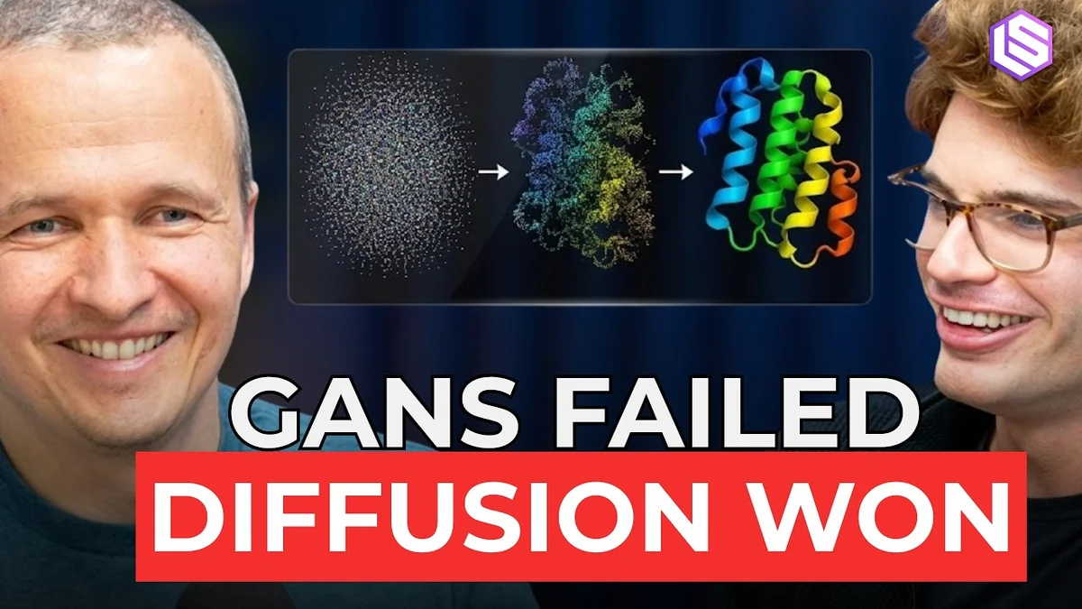 Animated graphic showing the progression of molecular structures, illustrating AI's role in drug discovery.