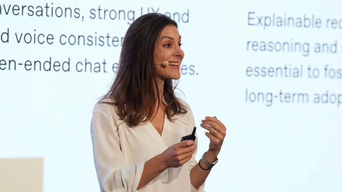 Geraldine Servouze presenting on "Reinventing the Beauty Journey with AI" at Sephora.