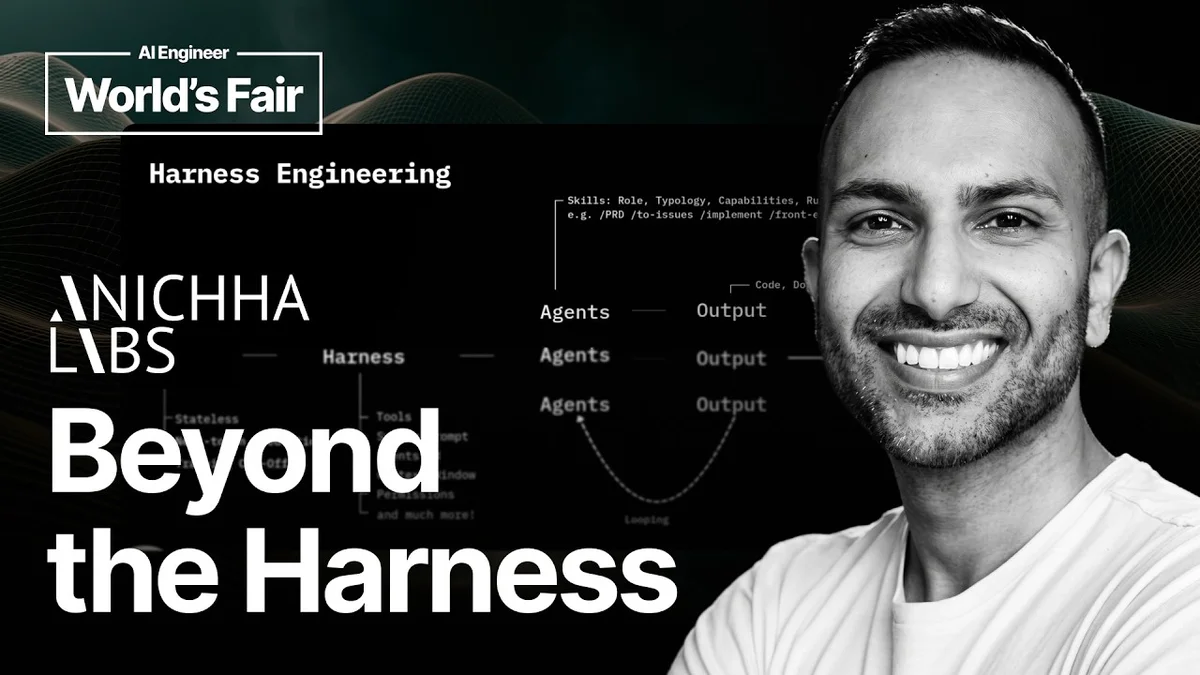 Slide showing the title 'Beyond the Harness: The journey towards Adaptive Engineering' with speaker Rajiv Chandegra and Annicha Labs logo.