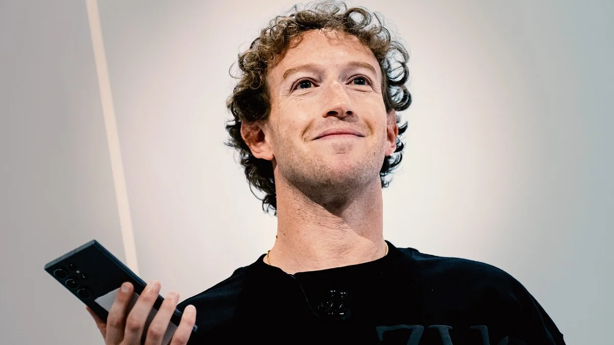 Mark Zuckerberg speaking in an interview about Meta's AI strategy.