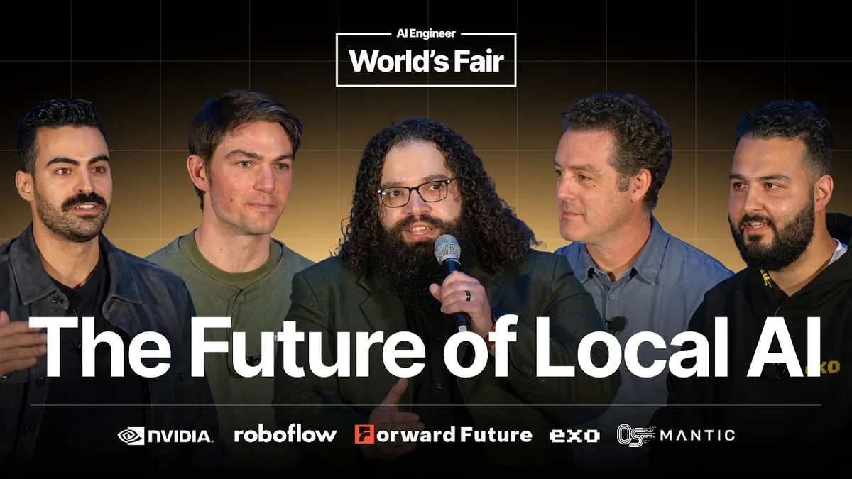 Panelists discussing AI solutions at a conference.