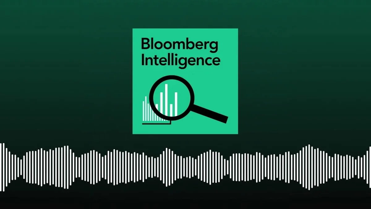 Bloomberg Intelligence logo with a magnifying glass over a bar graph, symbolizing data analysis and market insights.