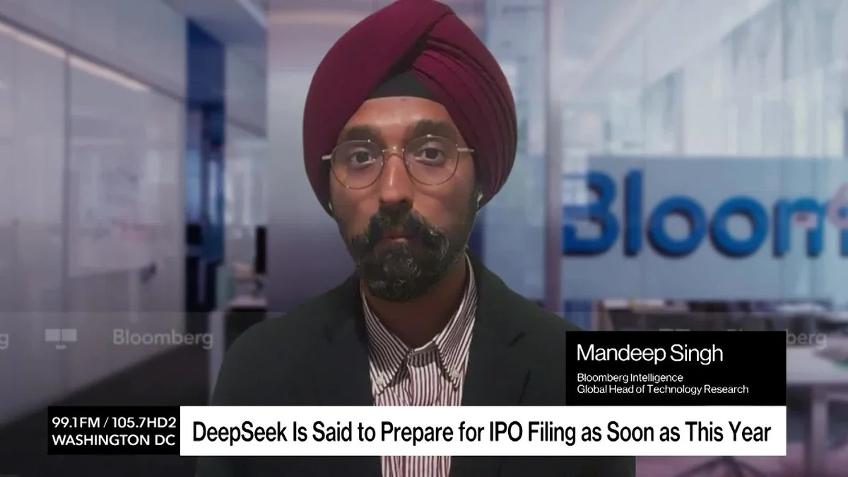 Mandeep Singh, Global Head of Technology Research at Bloomberg Intelligence, speaking on a video call.