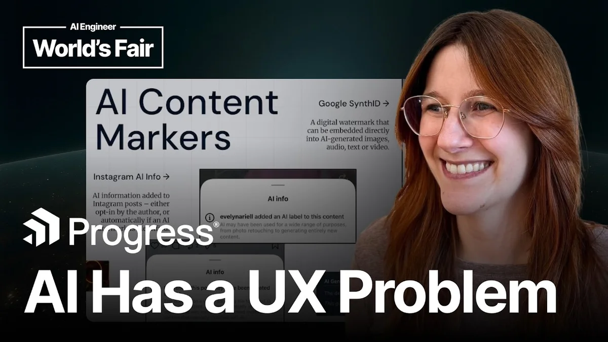 Kathryn Grayson Nanz speaking at a conference about the UX of AI