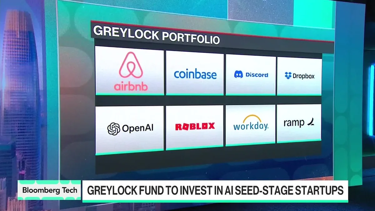 Saam Motamedi speaking on a Bloomberg Tech panel about Greylock's new AI fund.