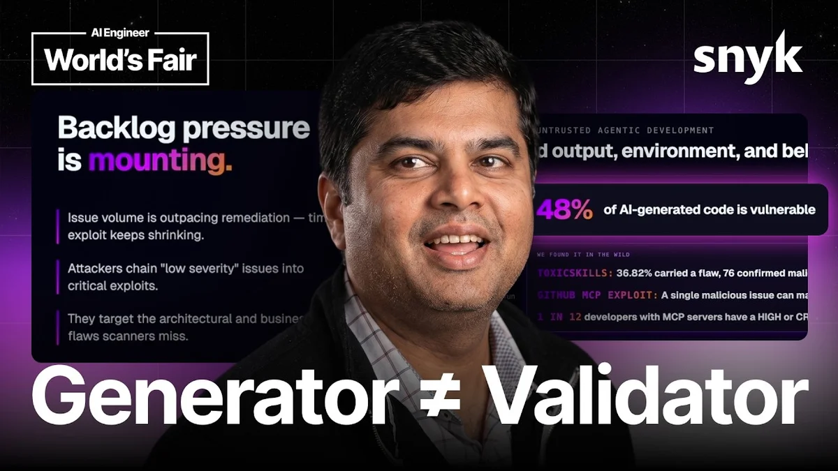 Manoj Nair, Snyk CTO, presenting on AI security at the AI Engineer World's Fair.