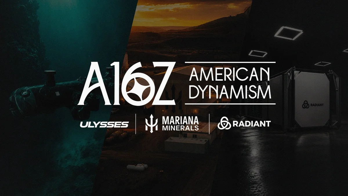 A16z American Dynamism Films logo displayed on a dark background.
