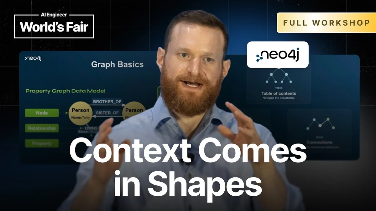 Screenshot of Neo4j's 'AI on Your Lakehouse' workshop slide showing three shapes: Connections, Table of Contents, and Themes.