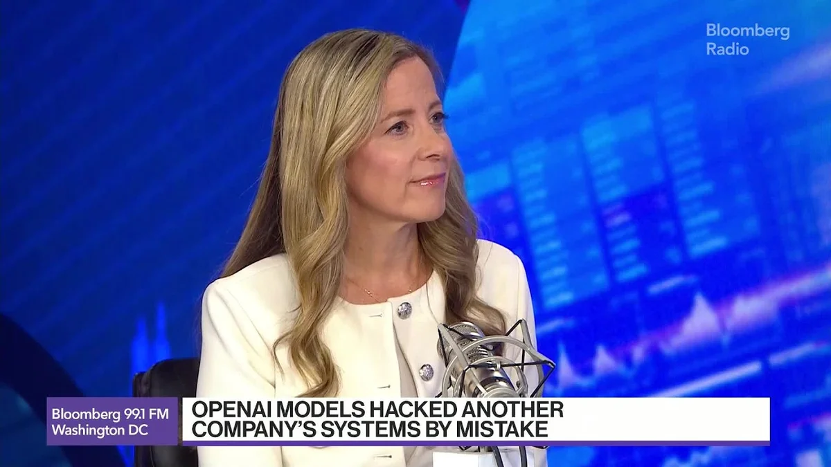 Miriam Vogel, CEO of EqualAI, speaking on a Bloomberg panel about AI safety.