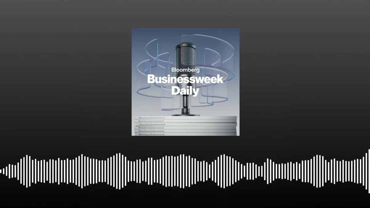 Bloomberg Businessweek Daily podcast cover art with a microphone