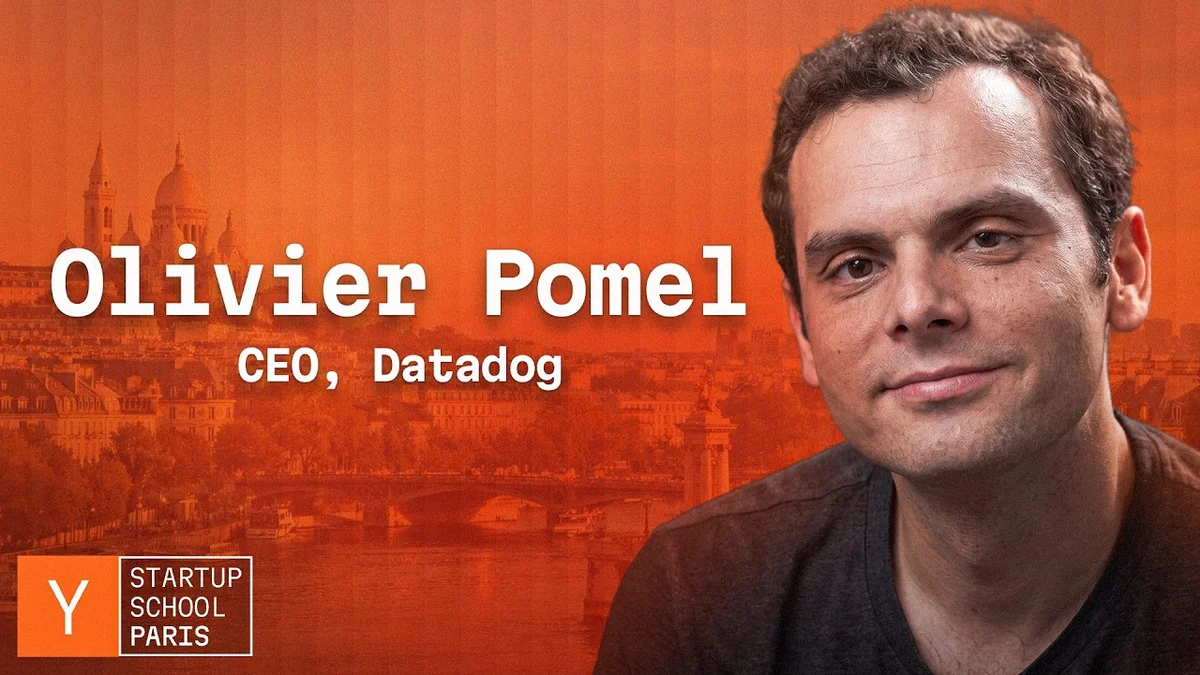 Olivier Pomel and Nicolas Dessaigne on stage at Startup School Paris