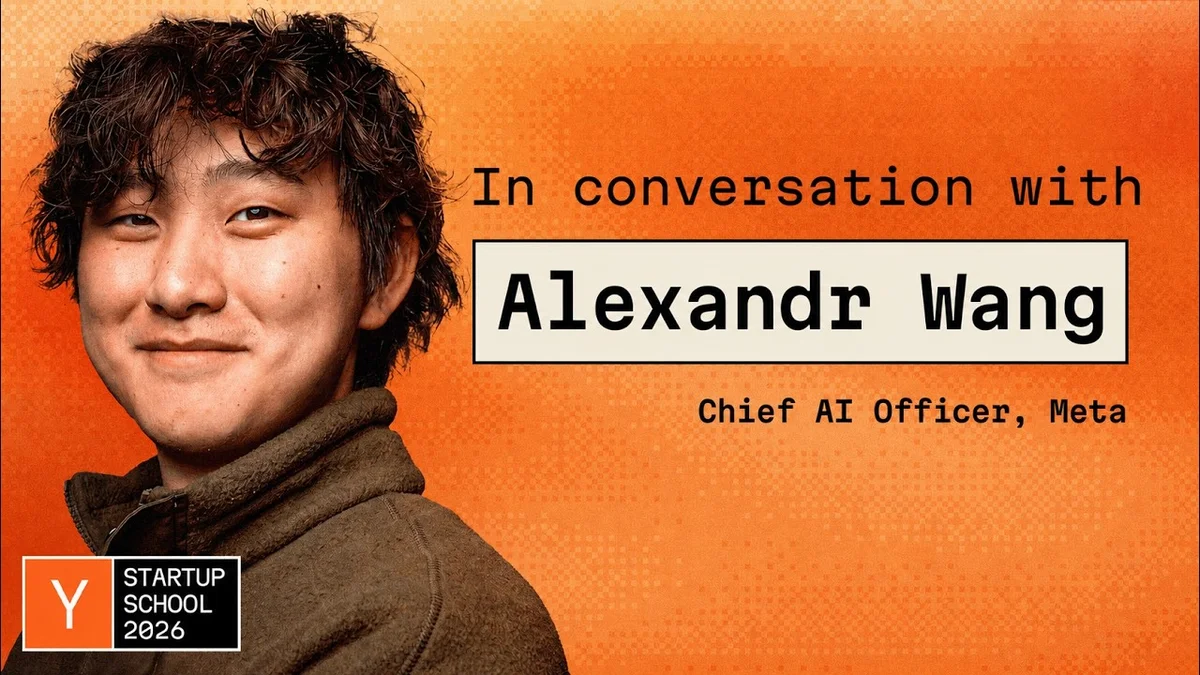 Alexandr Wang speaking on stage at a tech conference.