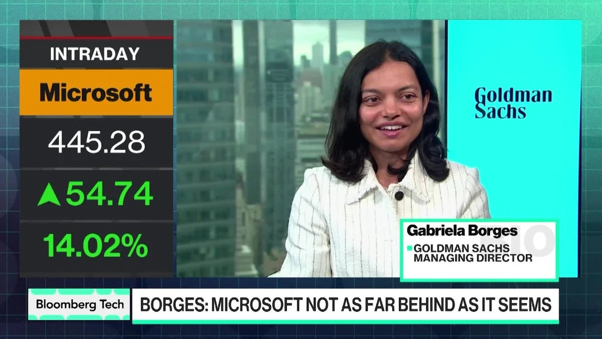 Gabriela Borges of Goldman Sachs speaks on a Bloomberg Tech segment about Microsoft's AI strategy.