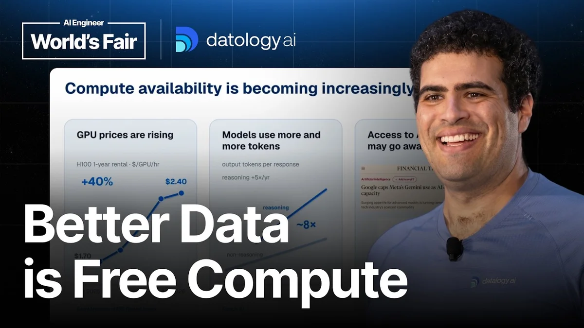 Ari Morcos explaining data quality as the compute multiplier for AI training