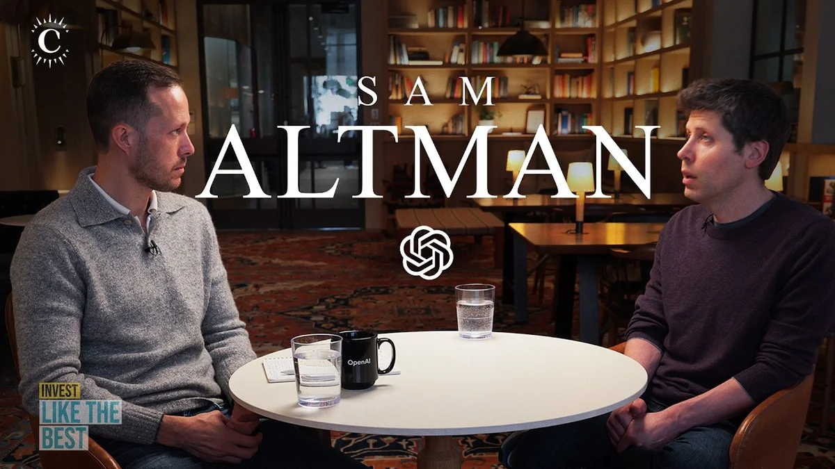 Sam Altman and Patrick O'Shaughnessy seated at a table discussing AI.