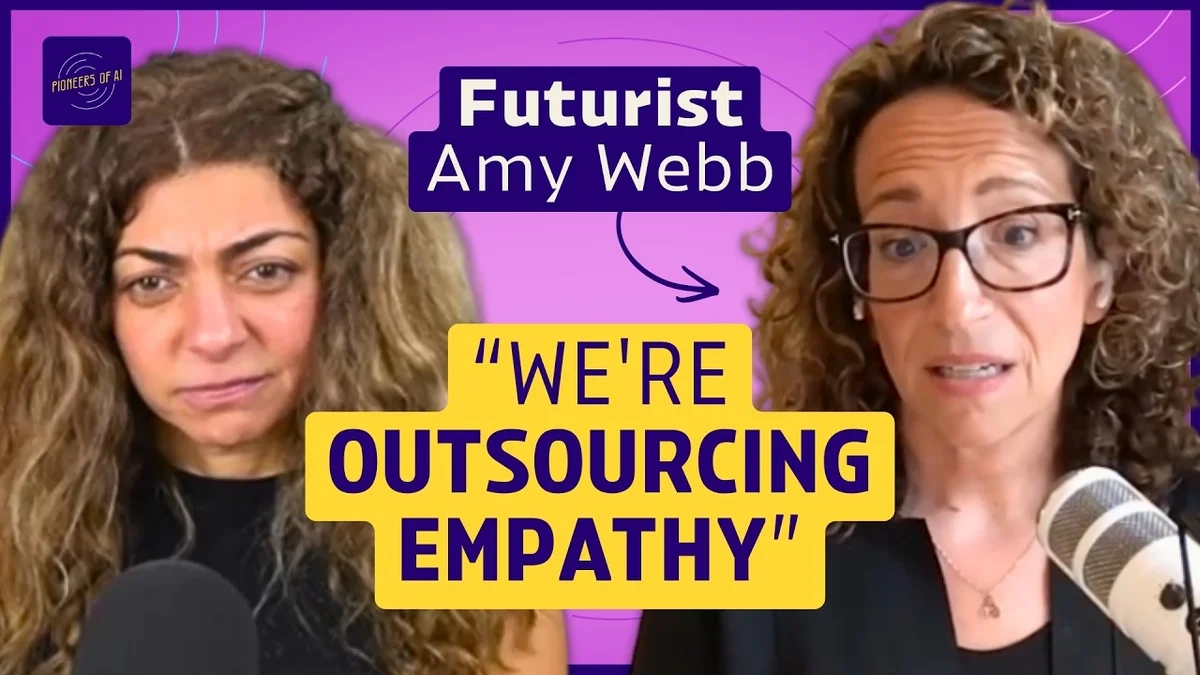 Futurist Amy Webb and host Rana el Kaliouby in a discussion about AI trends.