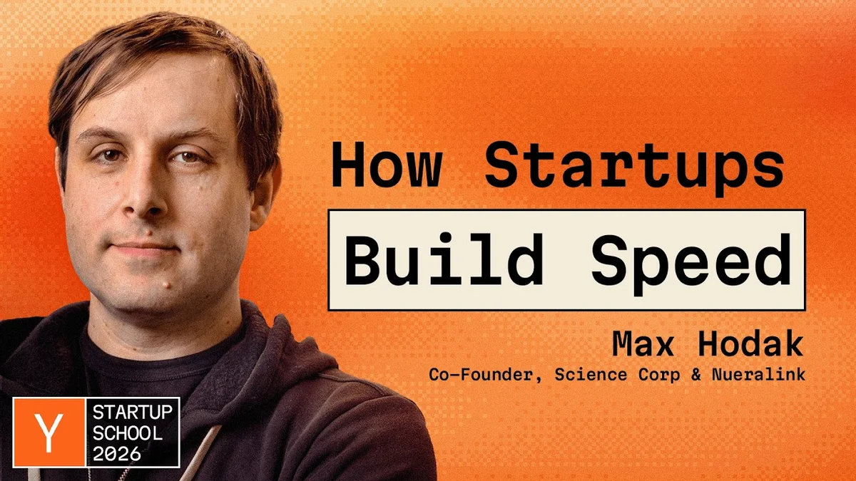 Max Hodak speaking on stage at Y Combinator Startup School