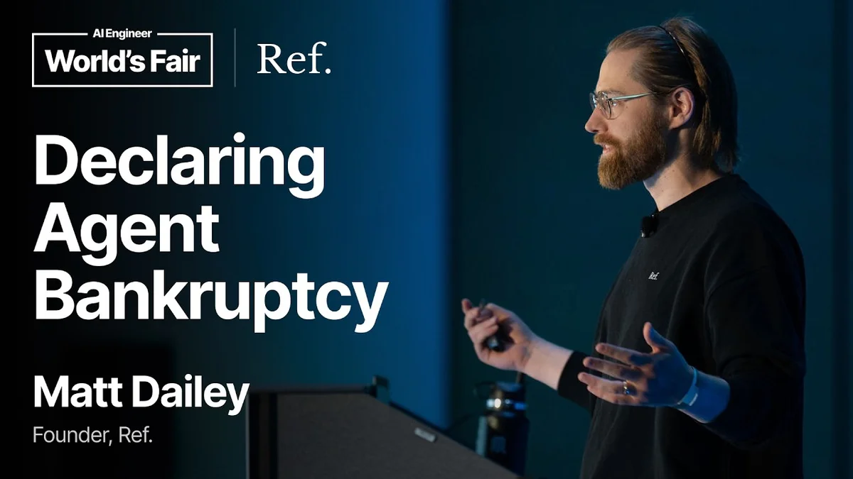 Matt Dailey speaking on stage at AI Engineer World's Fair.