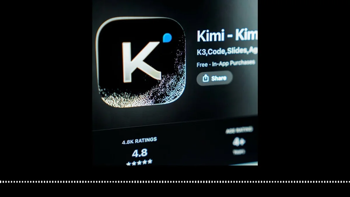 Close-up of a smartphone screen displaying the Kimi AI app interface.
